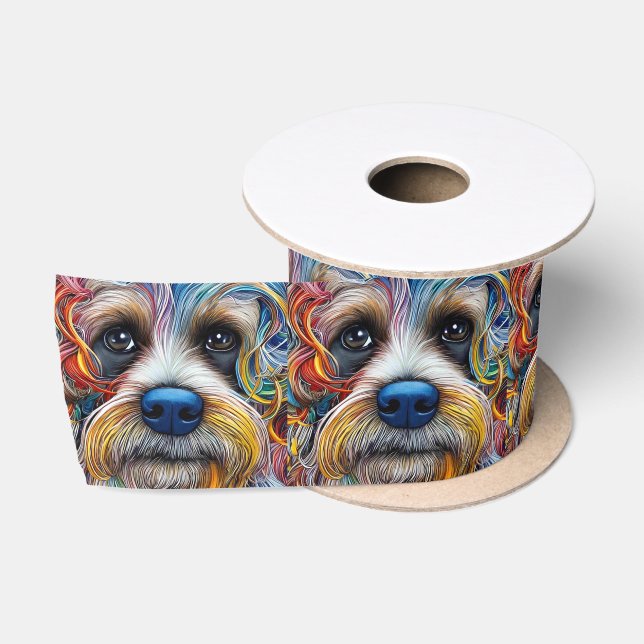 Ruban En Satin Cute Pop Art Terrier (Bobine)