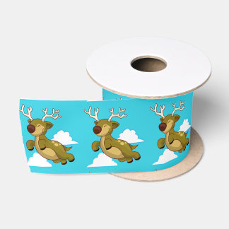 Ruban En Satin Cute renne volant avec nuages blancs