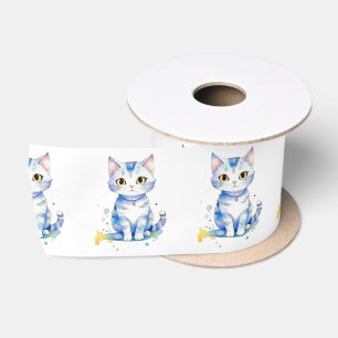 Ruban En Satin Cute watercolor cat (chaton) design