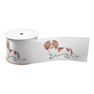 Ruban En Satin Dachshund à longs poils rouge pie têtard Chien de