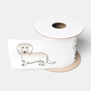 Ruban En Satin Dachshund crème aux longs poils Chien de dessin an