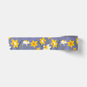 Ruban En Satin Daffodiques sur bleu pourpre