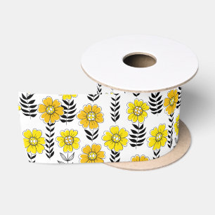 Ruban En Satin Daisy dooda en jaune et noir