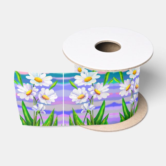 Ruban En Satin Daisy Flowers Satin Ribbon Spring Cadeau (Bobine)