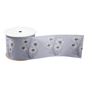 Ruban En Satin Daisy Sketch Sur Lavender