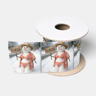 Ruban En Satin Dame bonhomme de neige faisant de l'auto-stop avec