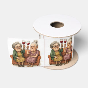 Ruban En Satin Dames âgées grincheuses au vin rouge