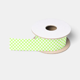 Ruban En Satin Damier vert citron visuel classique 