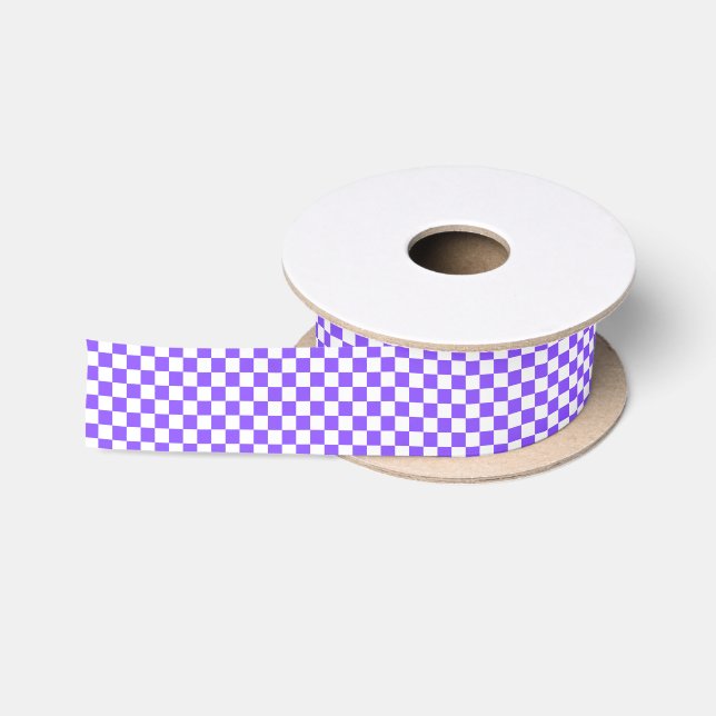 Ruban En Satin Damier violet classique visuel  (Bobine)