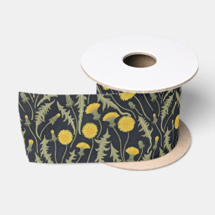 Ruban En Satin Dandelions, vert, jaune et noir