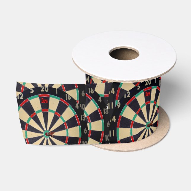 Ruban En Satin Dartboards Bullseye Motif, (Bobine)