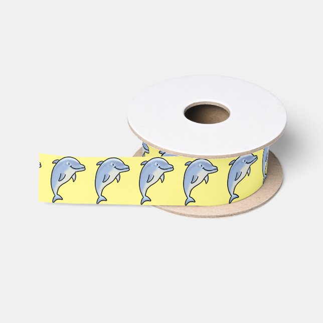 Ruban En Satin dauphin bleu mignon d'eau de mer (Bobine)
