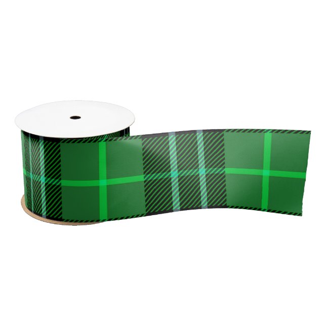 Ruban en satin de Tartan noir et vert (Bobine)