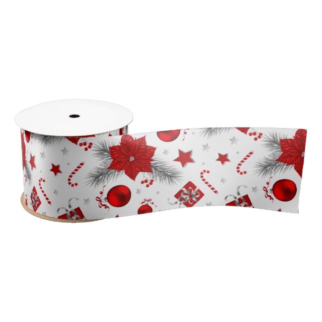 Ruban En Satin Décor de Noël motif (Bobine)