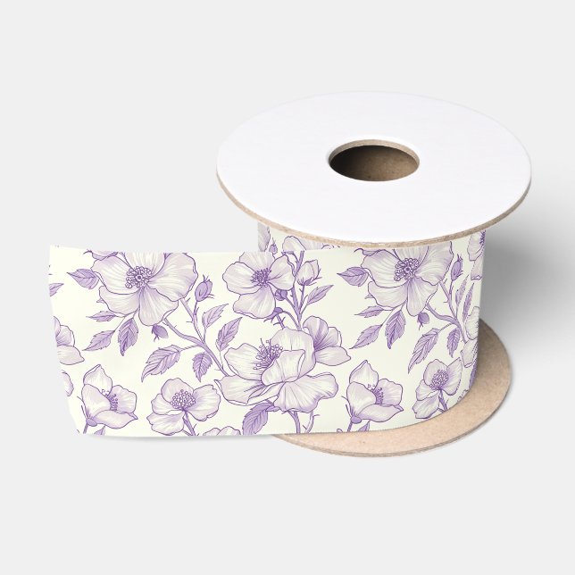 Ruban En Satin Découpage de chinoiserie violet clair (Bobine)