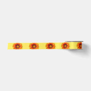 Ruban En Satin Dégradé de fleurs orange jaune vif découpé