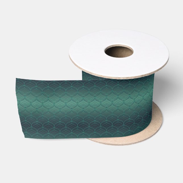 Ruban En Satin Dégradé vert dans le style art déco. (Bobine)