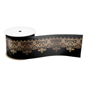 Ruban En Satin Dentelle d'or décor romantique dégradé lacy de bro