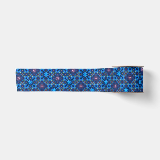 Ruban En Satin Design Bleu Baroque (Devant)