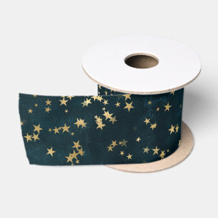 Ruban En Satin Design élégant sarcelle étoilé céleste avec étoile