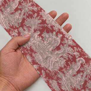 Ruban En Satin Design élégant vintage rouge rose Toile de Jouy