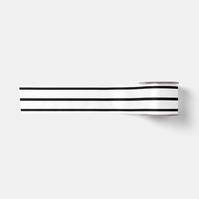 Ruban En Satin Design en rayures blanches et noires (Devant)