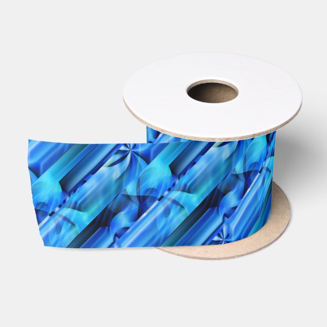 Ruban En Satin Design graphique transparent - bleu noir I (Bobine)