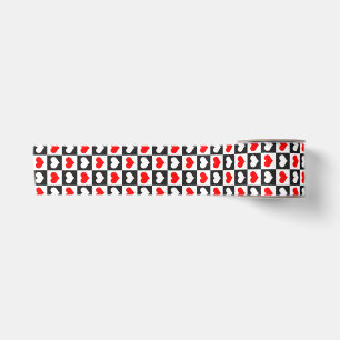 Ruban En Satin Design Motif de coeur d'amour géométrique