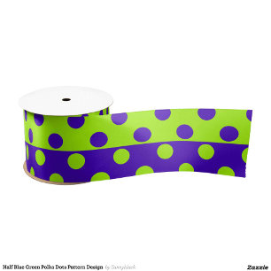 Ruban En Satin Design Pois demi-bleu vert Motif