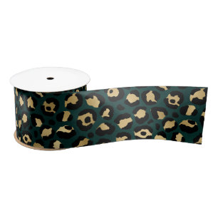 Ruban En Satin Design turquoise et Gold Leopard Series 1