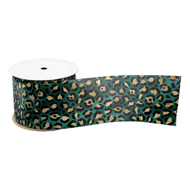 Ruban En Satin Design turquoise et Gold Leopard Series 3 (Bobine)