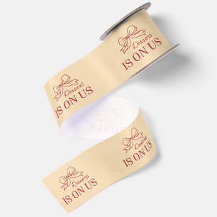 Ruban En Satin Dessert Is On Us Sceau de mariage beige et rouge