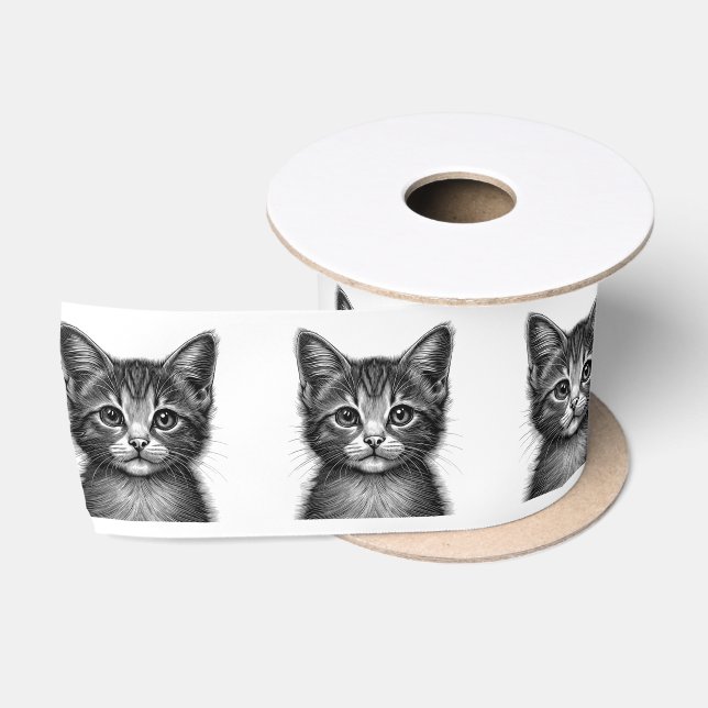 Ruban En Satin Dessin adorable de Young Cat (Bobine)