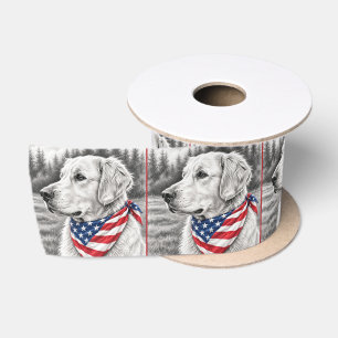 Ruban En Satin Dessin au crayon d'un Golden Retriever avec un ban