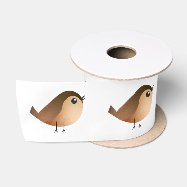 Ruban En Satin Dessin d'Oiseau de Bruant (Bobine)