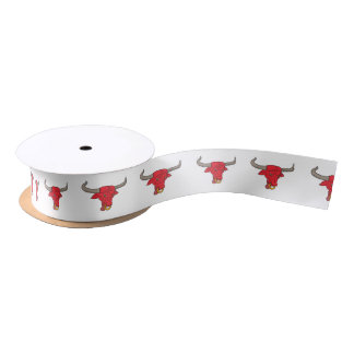 Ruban En Satin Dessin du Texas Longhorn Red Bull