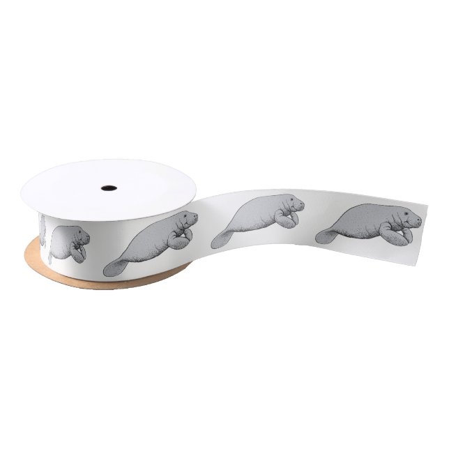 Ruban En Satin Dessin Vintage de Lamantin (Bobine)