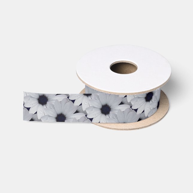 Ruban En Satin deux fleurs blanches (Bobine)