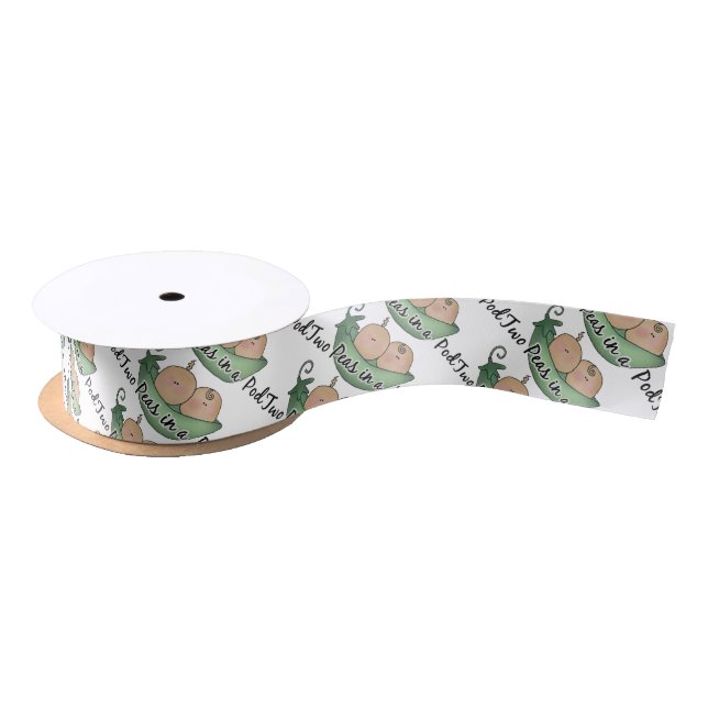 Ruban En Satin Deux pois dans un ruban de baby shower de gousse (Bobine)