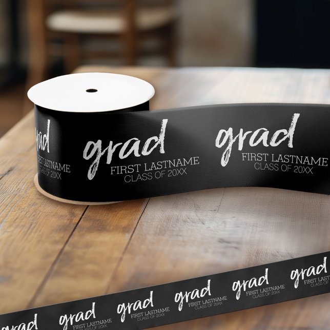Ruban En Satin Diplômé Moderne Lettering Grad Classe de (Custom Graduation Ribbon)