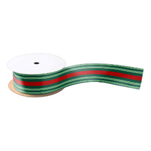 Ruban En Satin DIY Multi Rayures & Fond 3 Couleurs Rouge Vert Bla