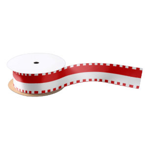 Ruban En Satin do-it-yourself Couleurs Deux Bandes Blanc Rouge, B