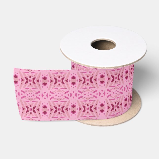 Ruban En Satin Don Cherry Red Pink Geometry Art Déco Valentine (Bobine)