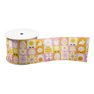 Ruban En Satin Douce Patchwork de Pâques de Printemps 