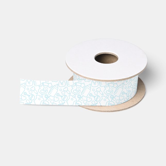 Ruban En Satin Douces arroses Bleu Blanc (Bobine)