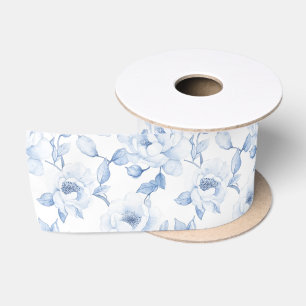 Ruban En Satin Douche nuptiale florale bleue chic blanche