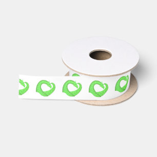 Ruban En Satin Dragon de coeur vert citron blanc
