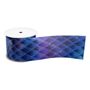 Ruban En Satin Dragon Fantastique Iridescent Écailles Bleues Viol