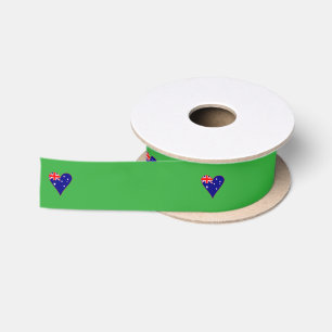 Ruban En Satin Drapeau australien en forme de cœur funky sur fond