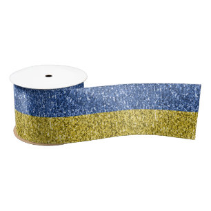 Ruban En Satin Drapeau bleu jaune Ukraine parties scintillant fau